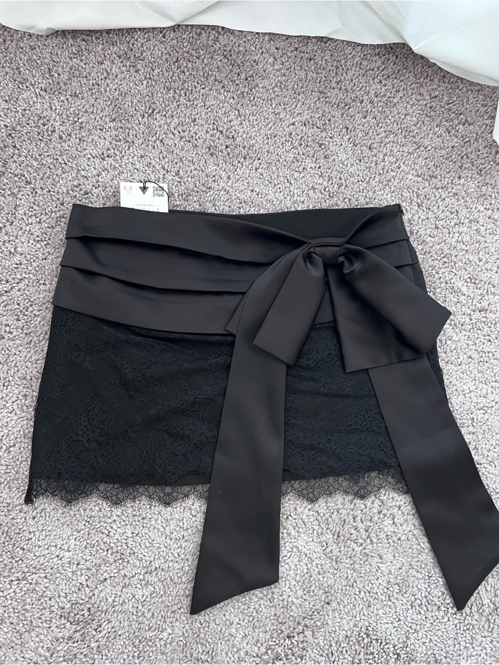 Zara Black Lace Mini Skirt with Bow